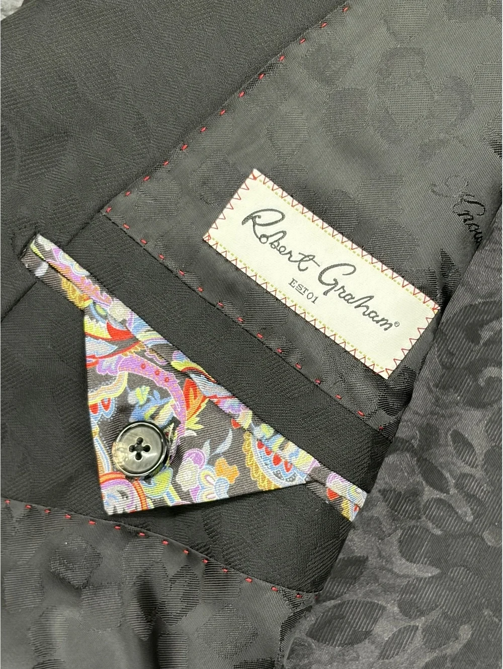 Robert Graham Charleston Black Suit with Vest Size L